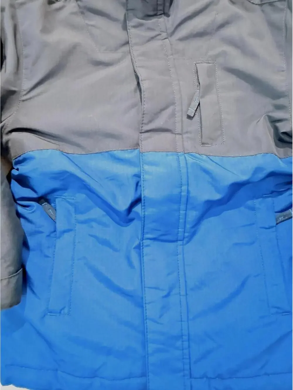 Childrens Place Jacket Boys 4 Blue Gray Hooded Puffer Coat Winter Fleece Lined